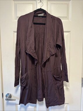 Michael Stars draped open-front cardigan in plum